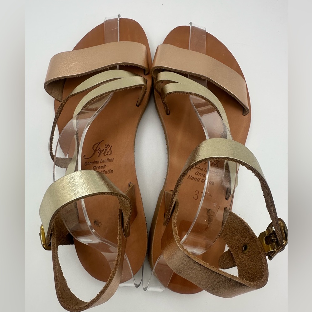 Iris Hand Made Greek Genuine Leather Sandals Size EU 37 Tan, Gold, Rose Gold - Picture 4 of 7